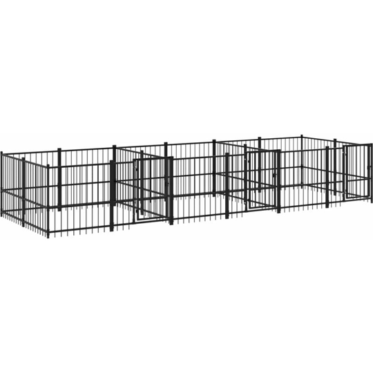 Outdoor Dog Kennel Steel 11.26 m² Vidaxl Black