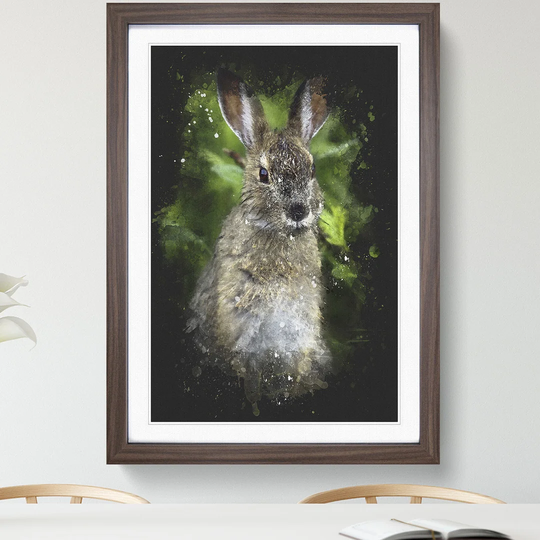 Brown Rabbit Paint Splash - Picture Frame Graphic Art