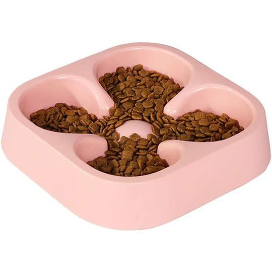 Non-Slip Labyrinth Shaped Pet Bowl, Anti Glutton Bowl for Dog Cat, Anti Bloat Slow Feeding Bowl,Pink
