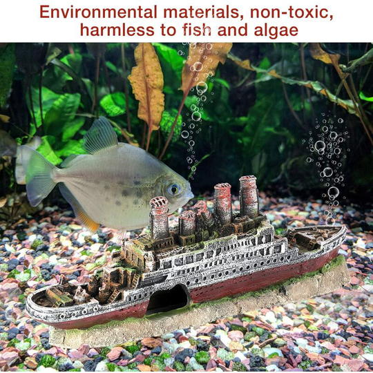 Perle Raregb - Aquarium Decoration, Natural Resin Aquarium Shipwreck Ornaments Aquarium Decoration diy Decoration Underwater Boat Ornament for Hiding