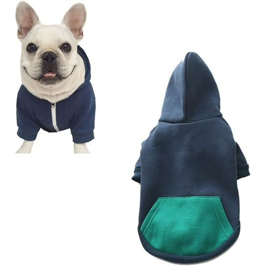 Zipper Hooded Pet Clothing Warm Hooded French Bulldog Pug (xl, Blue)