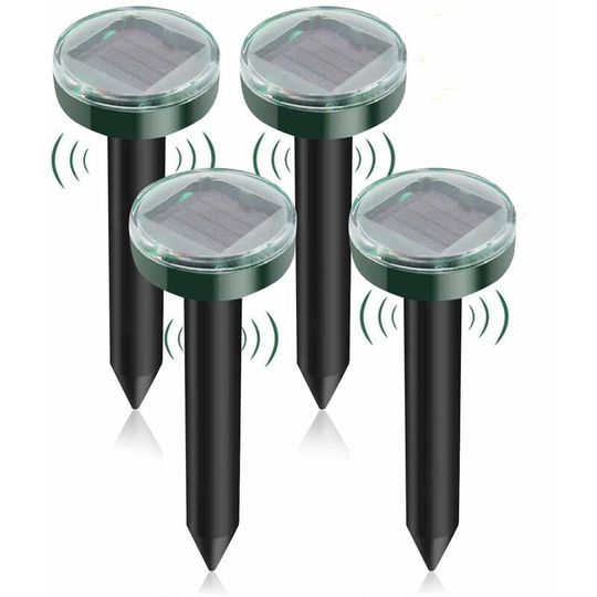 Litzee - 4pcs Solar Ultrasonic Mole Repeller, Solar Ultrasonic Repeller, Outdoor Solar Repeller Combines Sound and Vibration, Anti Mole Repeller, for