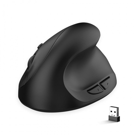 Vertical Mouse, Rechargeable 2.4G Wireless Ergonomic Mouse with usb Receiver, 6 Buttons and 3 Adjustable dpi 800/1200/1600, Black