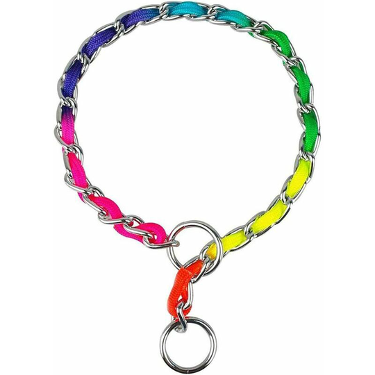Pet Dog P-Chain Collar Rainbow Color Stainless Steel Training Choke Collars (s, 2.5MM)