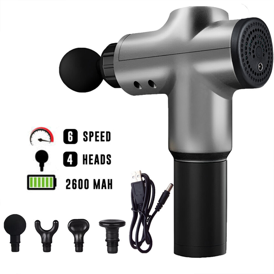 (Grey 6 Speed with Button) 8 head LCD Massage Gun Percussion Massager Muscle