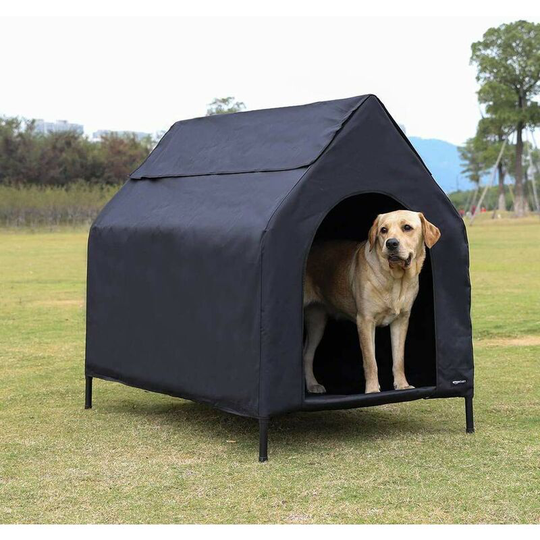 Covered Dog Bed Raised Kennel Dog Bed with Canopy Black