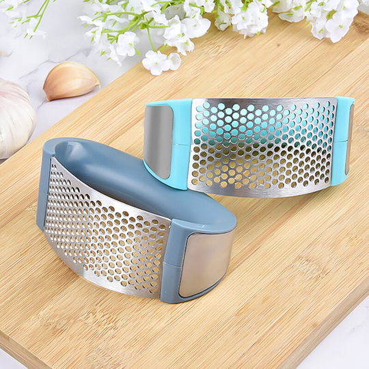 Stainless Steel Garlic Press Rocker Garlic Crusher Dishwasher Safe Durable Kitchen Tool,model:Dark blue - model:Dark blue