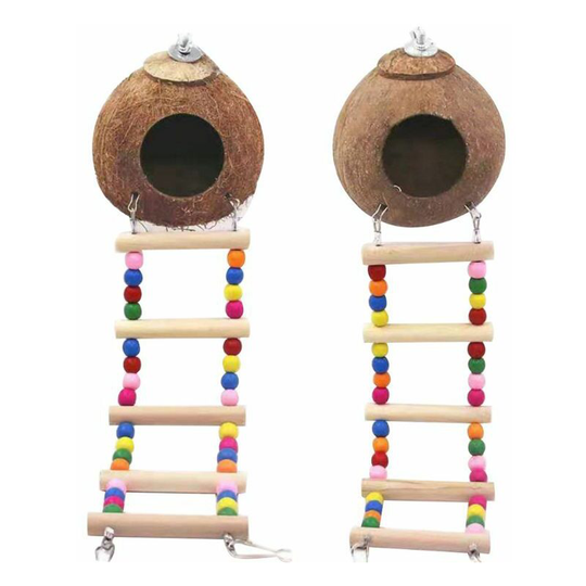 Ladder Nest Parrot Coconut Shell, Hanging Bird Pet Supplies, Parrot Ladder Toy, Coconut Shell Scale