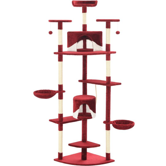 Cat Tree with Sisal Scratching Posts 203 cm Red and White Vidaxl Multicolour