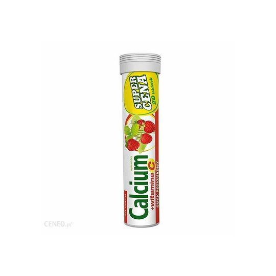 Calcium 300 + witamina C poziomkowe 20 tab musujacych VIBOVIT Polfa Lodz colfarm