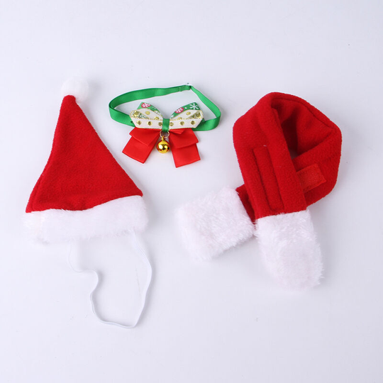Christmas Pet Products Neckwear Hat Set Funny Cute Cat Christmas Dog Set Size Description