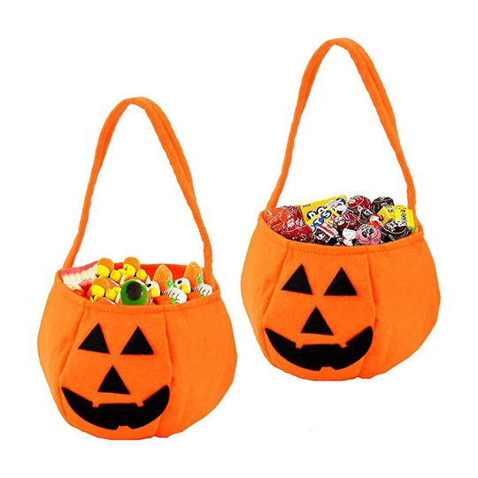 Ilovemilan - 2PCS Pumpkin Bags Non-Woven Gift Bag Trick or Treat Bags Pumpkin Holder for Halloween Party Favors