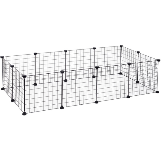 Pawhut - diy Pet Playpen Metal Wire Fence Guinea Pig Small Animals Cage 12 Panel - Black