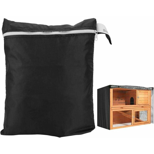 Monly - Dust Cover for Rabbit Hutch - Waterproof, Dustproof and Windproof Double Layer Oxford Cloth Accessories for Poultry Cage (Black)