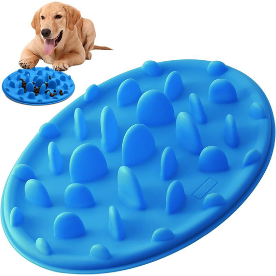 Dog Bowl Slow Feeder, Interactive Puzzle Fun Silicone Nonskid Feed Dish, Against Bloat In Eating Food, Keep Your Cat Pet Healthy