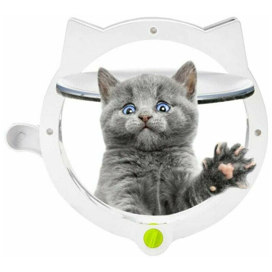 Pet Door Flap, Locking Interior Walls or Hidden Litter Boxes - Easy to Install - Suitable for Small to Medium Sized Cats (White)