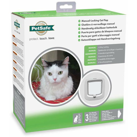 Manual 4 Way Locking Cat Flap (One Size) (White) - White - Petsafe