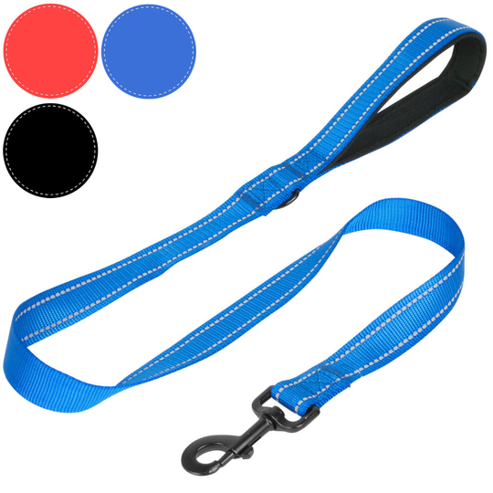 (Blue) Reflective Dog and Puppy Lead Leash Padded Handle