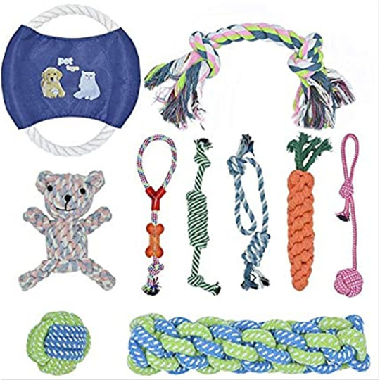 Durable Puppy Toy Combination Pet Toy Dog Molar Toy Cotton Rope Chew Toy Ten Piece Set