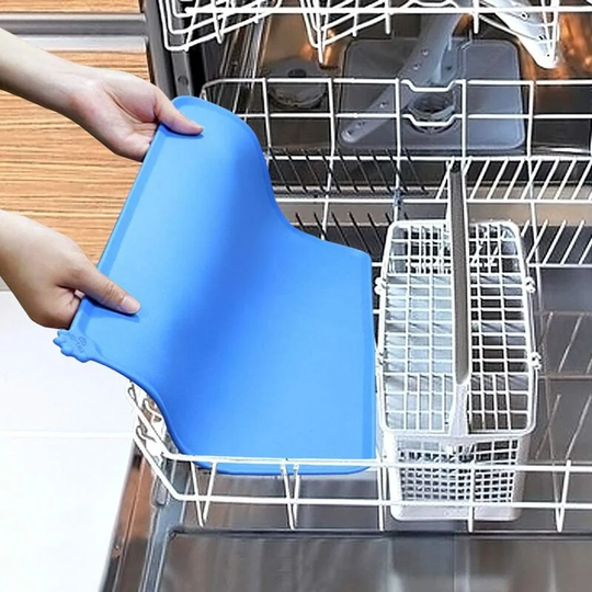 Anti-slip Pet Feeding Mat, Cat and Dog Bowl Mat, Waterproof,47*30cm, Blue,1pc - Litzee