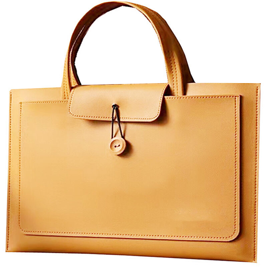 Superseller - Portable Laptop Bag Large Capacity Handheld Laptop Bag Wear-resistant pu Business Computer Bag Orange 15.6 inch Light Brown