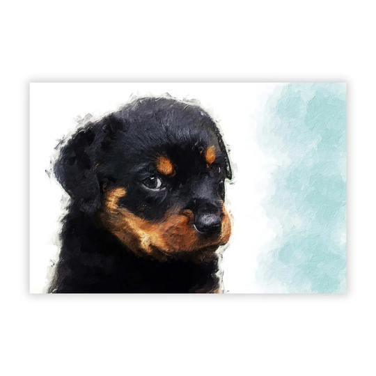 'Rottweiler Puppy' - Unframed Painting Print on Paper