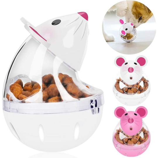 Cat Food Ball Dispensing Pet Toy Slow Feed Mouse Tumbler Shaped Cat Treat Ball Pet Ball