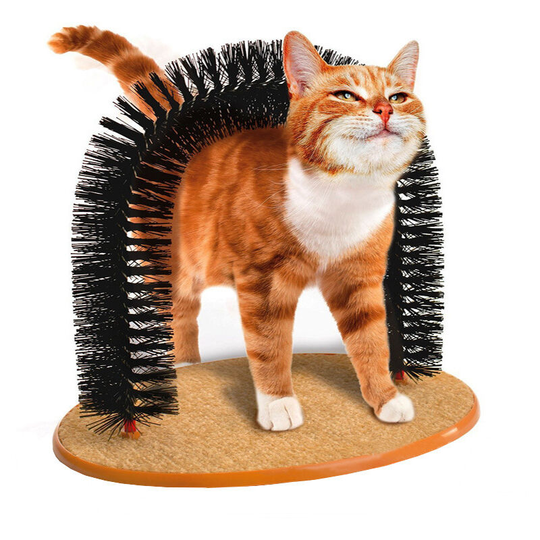 Ark for Cat with Cat Toy and Cats Grass - Cat Massage Arch with Scroll Brush and Slawse Salon To Masser, Toilet and Play