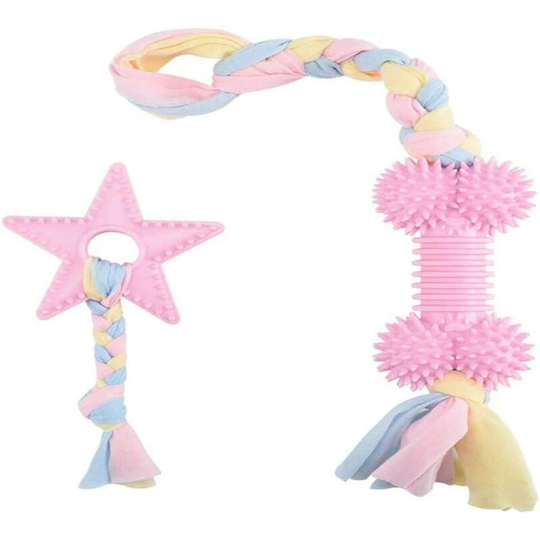Modou - 2 Pieces Chew Toy, Dog Rope Toy, Interactive Dog Toy, Puppy Teething Toys, Durable Small Dog Toys, Suitable for Small Medium Dogs (Pink)