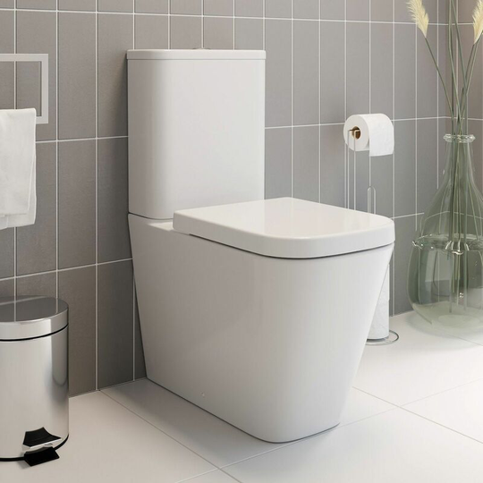 Affine - Space Saving Bathroom wc Toilet Dual Flush White Gloss Ceramic Soft Close Seat - White