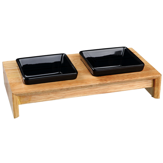 Trixie Ceramic & Wood Feeding Bowl Set - 2 x 0.2 litre