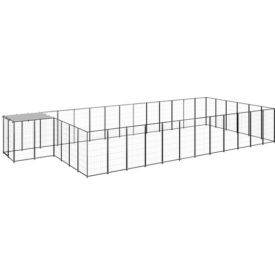 Dog Kennel Black 22.99 m² Steel Vidaxl Black