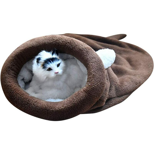 Fleece Soft Cat Sleeping Bag Windproof Snuggle Sack Blanket Mat for Dog and Puppy MZ042 (m, Coffee)