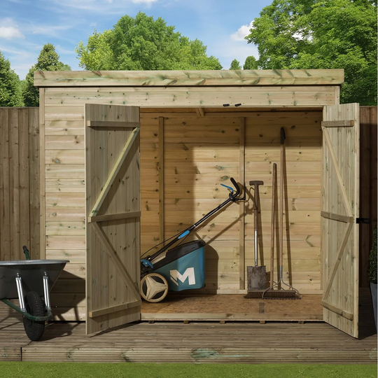 Barkwood 8 ft. W x 3 ft. D Shiplap Pent Wooden Shed