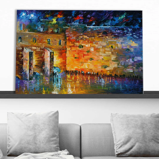 City at Night by Leonid Afremov - Wrapped Canvas Painting
