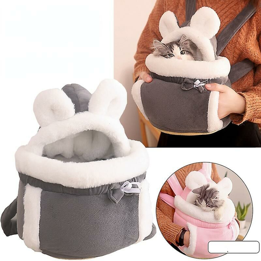 Warm Pet Carrier Bag Small Cat Dogs Backpack Winter Warm Carring Plush Animals Cage Outdoor Walk Travel Kitten Hanging Chest Bag (l)