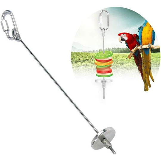 Litzee - Parrot Toy Stainless Steel Parrot Fruit Holder Parrot Brooch Parrot Cage Foraging Toy for Parakeet Cages, Bird Parrots, Budgies, Parakeets