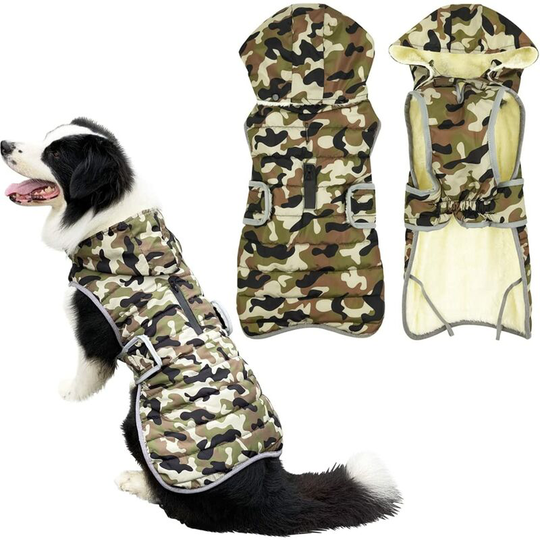 Dog Coat Warm Jacket, Reflective Pet Fleece Vest Hoodies Waterproof Outdoor Sport for Dogs Jumpers Jackets with Harness,L