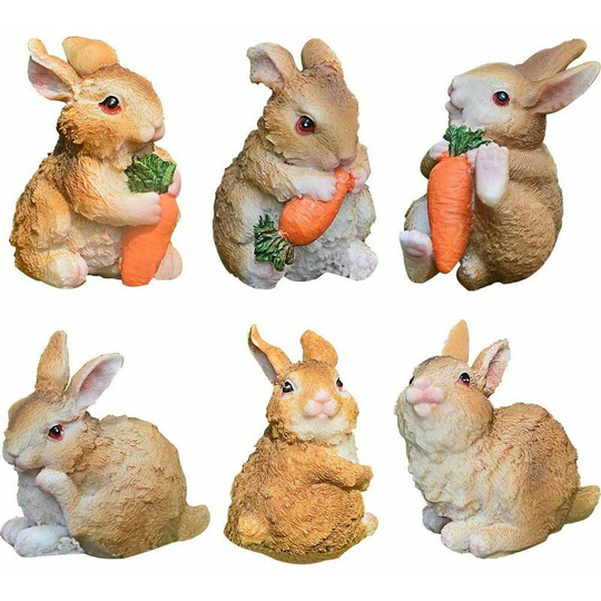 Briday - Resin Rabbit Figurines Rabbit Garden Ornaments Chic Rabbits Easter Decoration,Resin Easter Bunny Rabbit Table Decorations Ornaments for