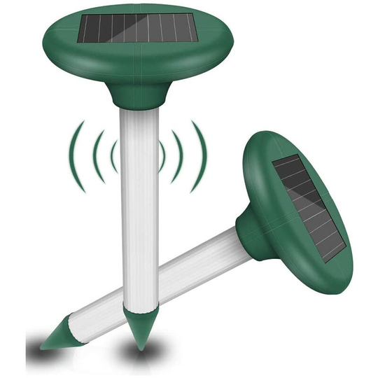 Ultrasonic Solar Led Mole Repeller Set of 4, Solar Mouse Repeller, Anti Mole Repeller Snakes - Lawn, Farm (Green Round Trumpet)