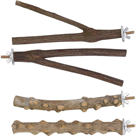 4 Pcs Bird Perches Parrot Stands Natural Wood Perch Parakeet Toy Accessories