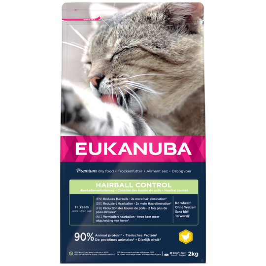 2kg Eukanuba Dry Cat Food - 15% Off!* - Hairball Control Adult (2kg)