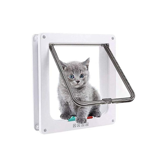 Cat flap, pet door for cats, dogs or small animals Lockable controllable Easy to install (L, black) - DKSFJKL