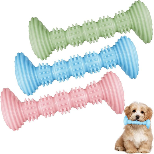 3 Pieces Dog Toys Puppy Teething Toy Dog Rubber Chew Toy Flexible Pet Toothbrush Pick Up Sticks Toy for Small Medium Dogs Puppies Teeth Cleaning and