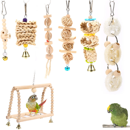 Bird Toys 7pcs Bird Swing Toys Swing Chewing Hanging Toys for Parrots Birds Multicolor