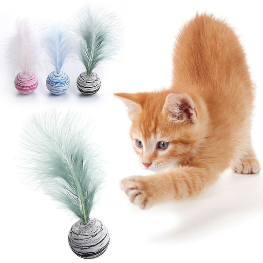 Cat Pet Toy Star Texture Ball Throwing Cat Supplies Light Feather Foam Kitten Interactive Funny Entertainment Toy (Green)