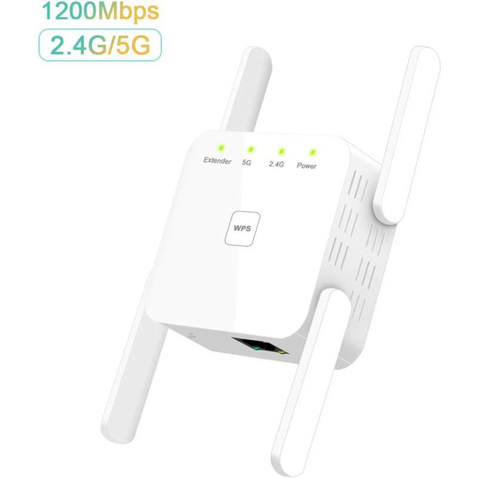 Monly - AC1200 WiFi Range Extender 867Mbps/5GHz 300Mbps/2.4GHz Dual Band with wps, lan Port, eu Plug, Thermal Design, Compatible with All wlan