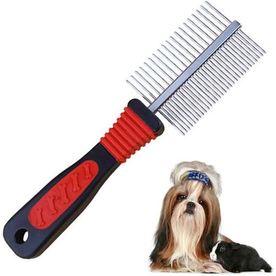 Dog Grooming Comb, Double Sided Metal Comb Cat Grooming Combs Detangling Grooming Tool Anti Tangle Comb for Long Haired Pets Grooming Rakes Pet