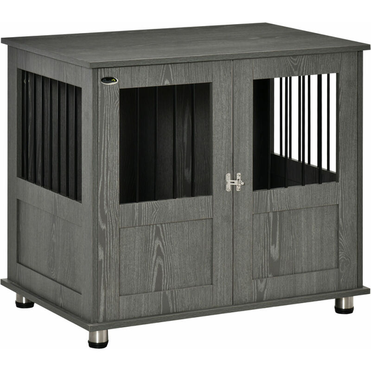 Dog Crate Kennel Cage for Small Medium Dog, Indoor End Table, Grey - Grey - Pawhut