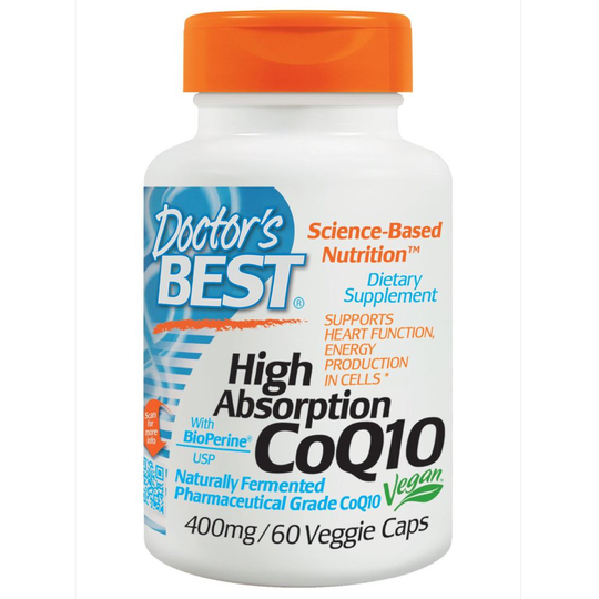 Doctor's Best High Absorption CoQ10 with BioPerine, Non-GMO, Vegan, No Gluten , Naturally Fermented, Heart Health and Energy Production, 400...